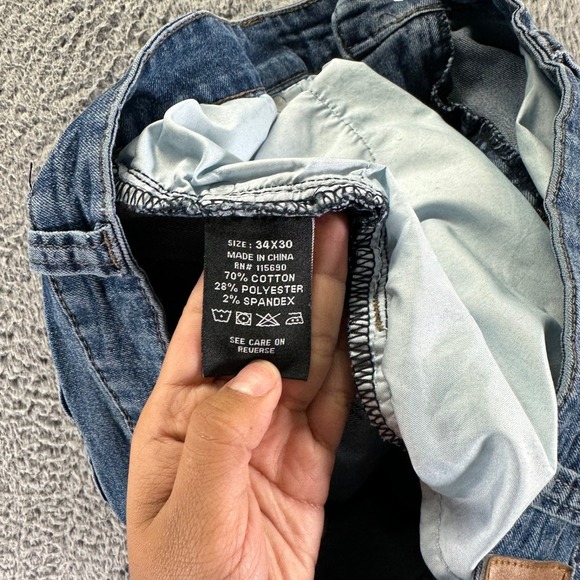 Stitches & Rivets Jeans Mens 34x30 Blue Medium Wash Cotton Stretch Straight Fit - Picture 4 of 10